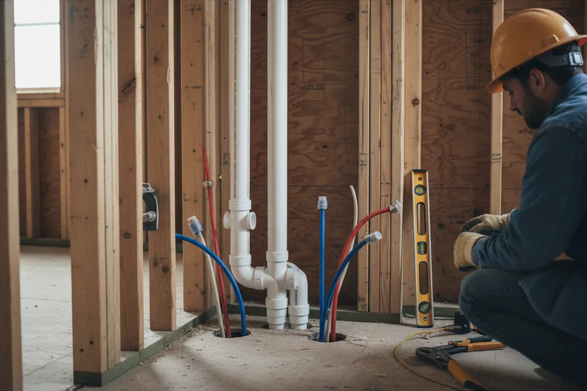 Drain and supply rough-in during Drain Cleaning in Temple City