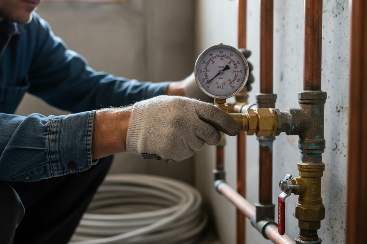 Pressure testing a repaired line during Water Line Repair in Temple City